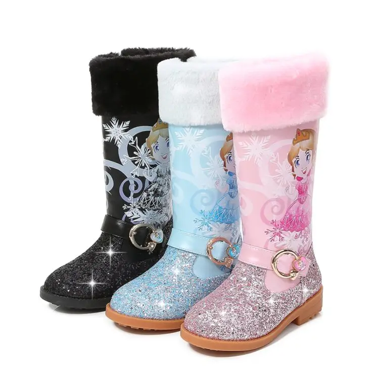 Factory Wholesale Cartoon Princess Pattern High-Bright Boots