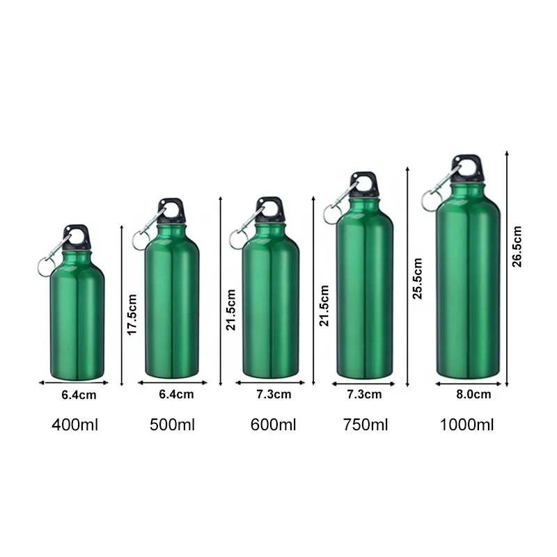 Factory Wholesale Customized 500ml 600ml 750ml 1000ml Aluminum Sports Water Bottles with Lids and Carabiners