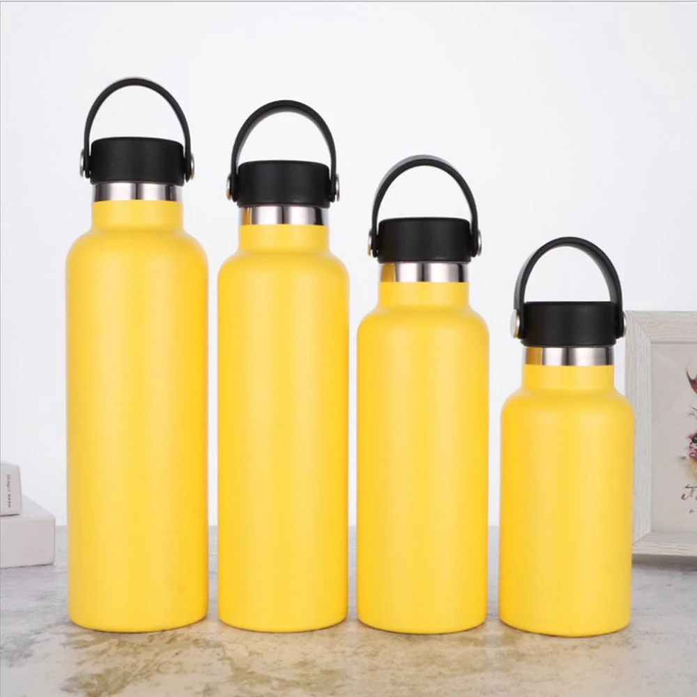 750ml  double wall sports bottle stainless steel vacuum insulated powder coated color water bottle with bamboo lid