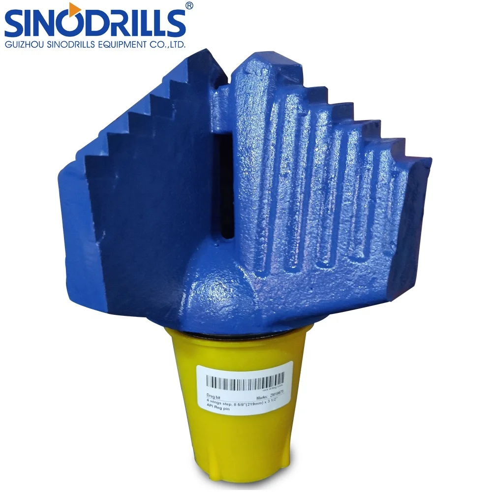 4 wings step drag bit ( 219mm ) 8 5/8'  x 3 1/2' API for soft rock formation