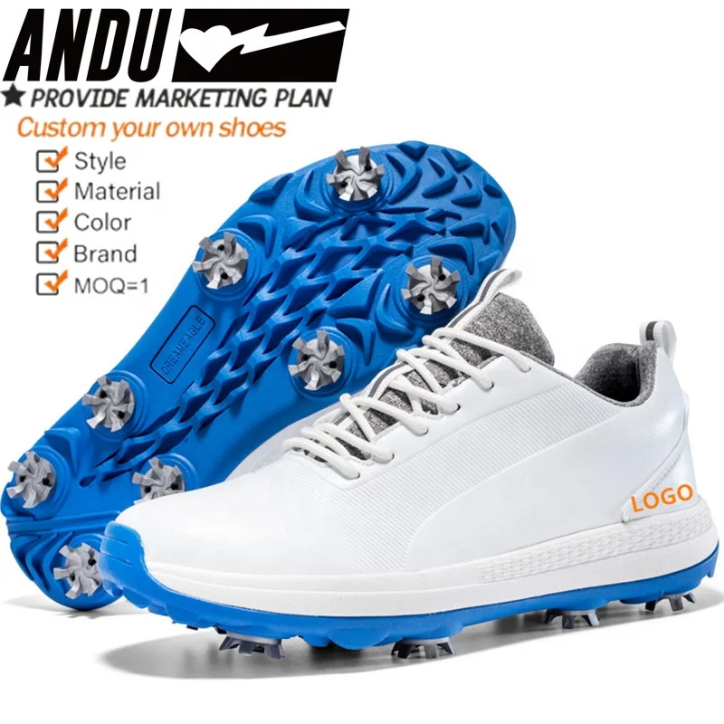 PU Leather Golf Shoes Non-Slip Waterproof Custom Spike Less Golf Shoes High Quality Size 40-47 Men Leather Golf Shoes