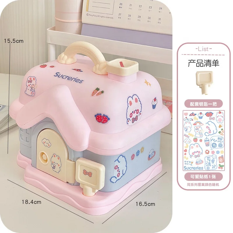 Factory Wholesale Mini House Shape Piggy Banks for Children Money Deposit Jar Cartoon Cute Saving Money Box Plastic Coin Bank