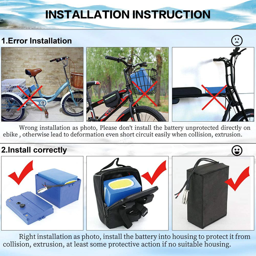 Customized Electric Bicycle Battery pack 60v 72v 52v 48v  20ah 30ah For Ebike E-scooter 1000W 2000W Bafang motor