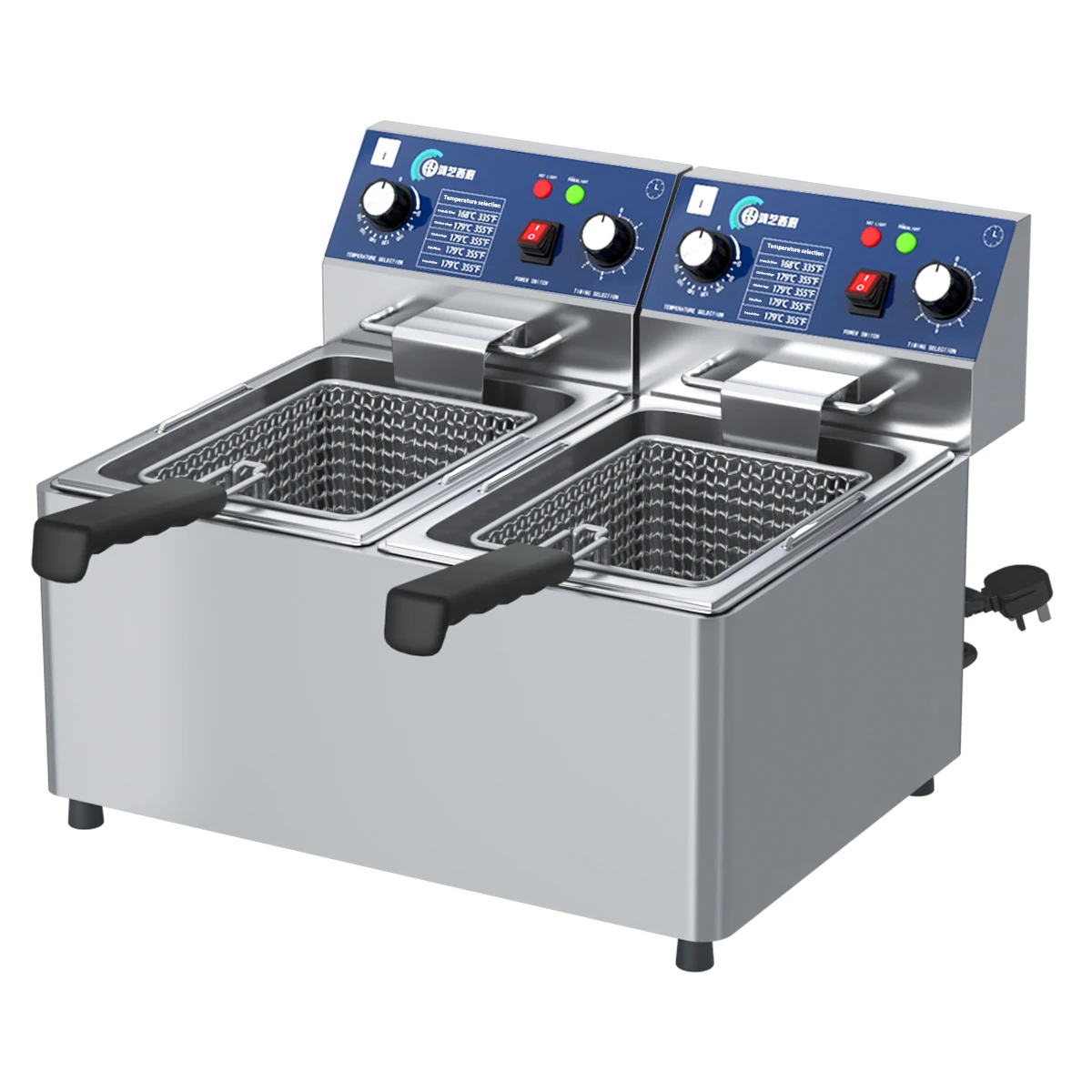 China Factory Commercial Electric Double Pot Deep Fryer Portable Restaurant Kitchen Chicken and Potato Chips Fryer