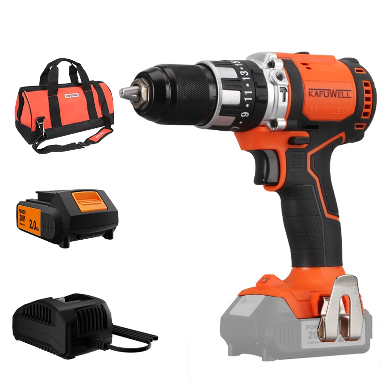 KAFUWELL PA4503HB-W-2S-1 20v 13mm Impact Screwdriver Cordless Drill Impact Electric Power Tools Hammer Drill Hand Impact