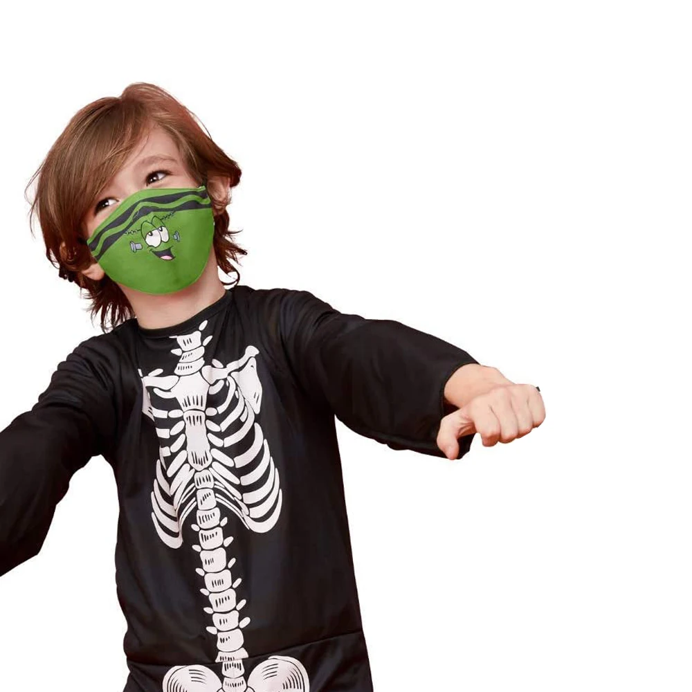 Halloween Colorful Printed Face Mask Adjustable Cute Cloth Face Masks Washable and Reusable for Children