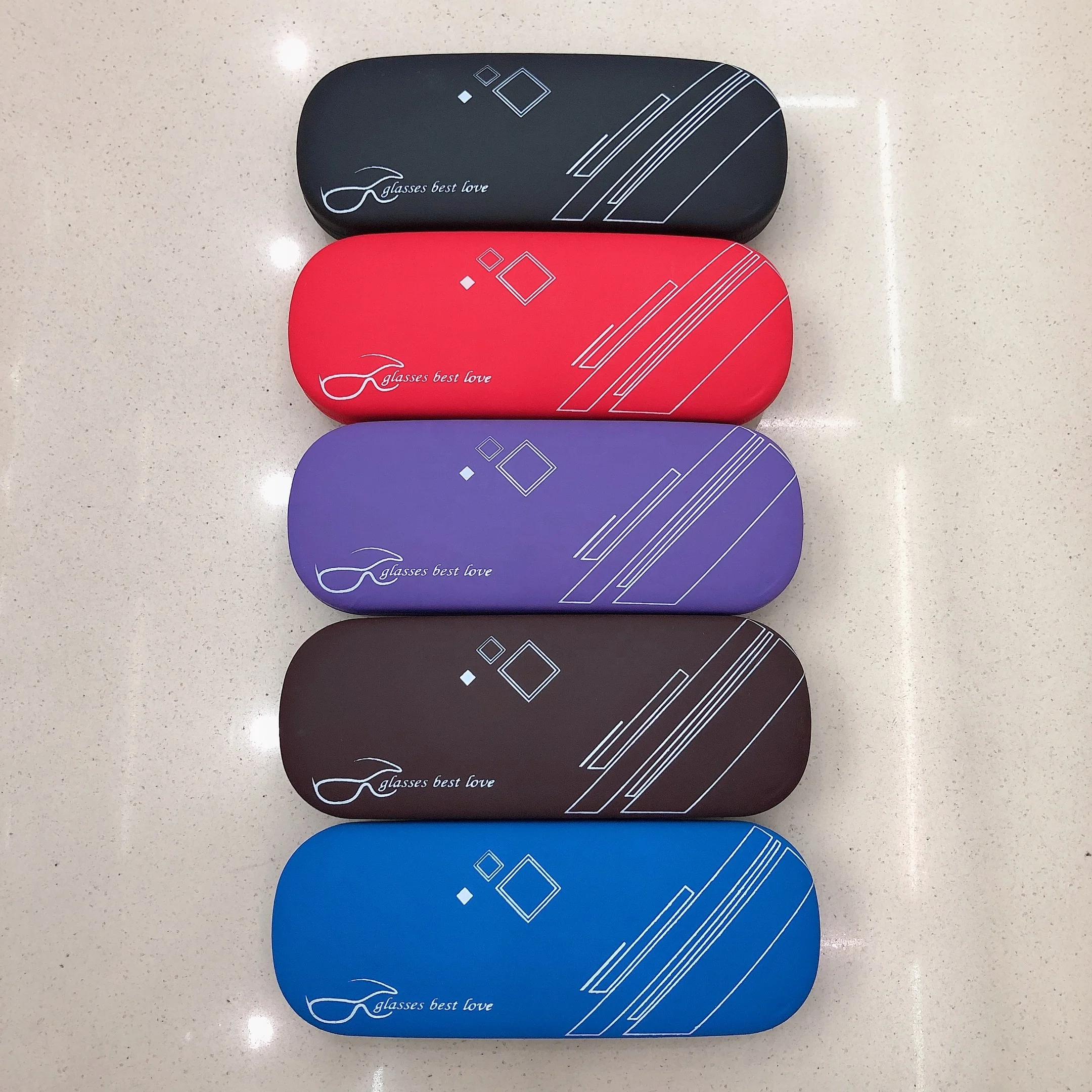 Origin Estuche de Anteojos Eyewear Iron Pu Leather Montatura per occhiali Customized Logo Print Packing Stock Glasses Box