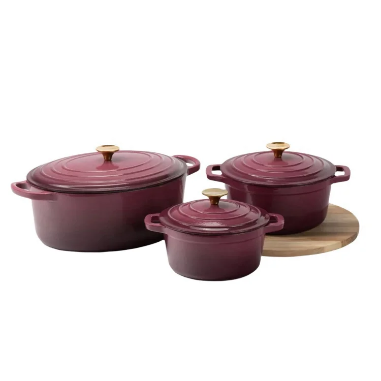Wholesale Factories OEM Nonstick Dutch Oven 21/24/35*28cm  Casserole Enameled Cast Iron Pot Cookware Sets