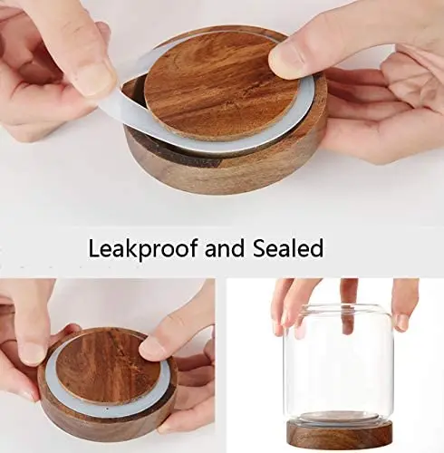 Круглая банка из боросиликатного стекла IKOO с крышкой акации для хранения продуктов