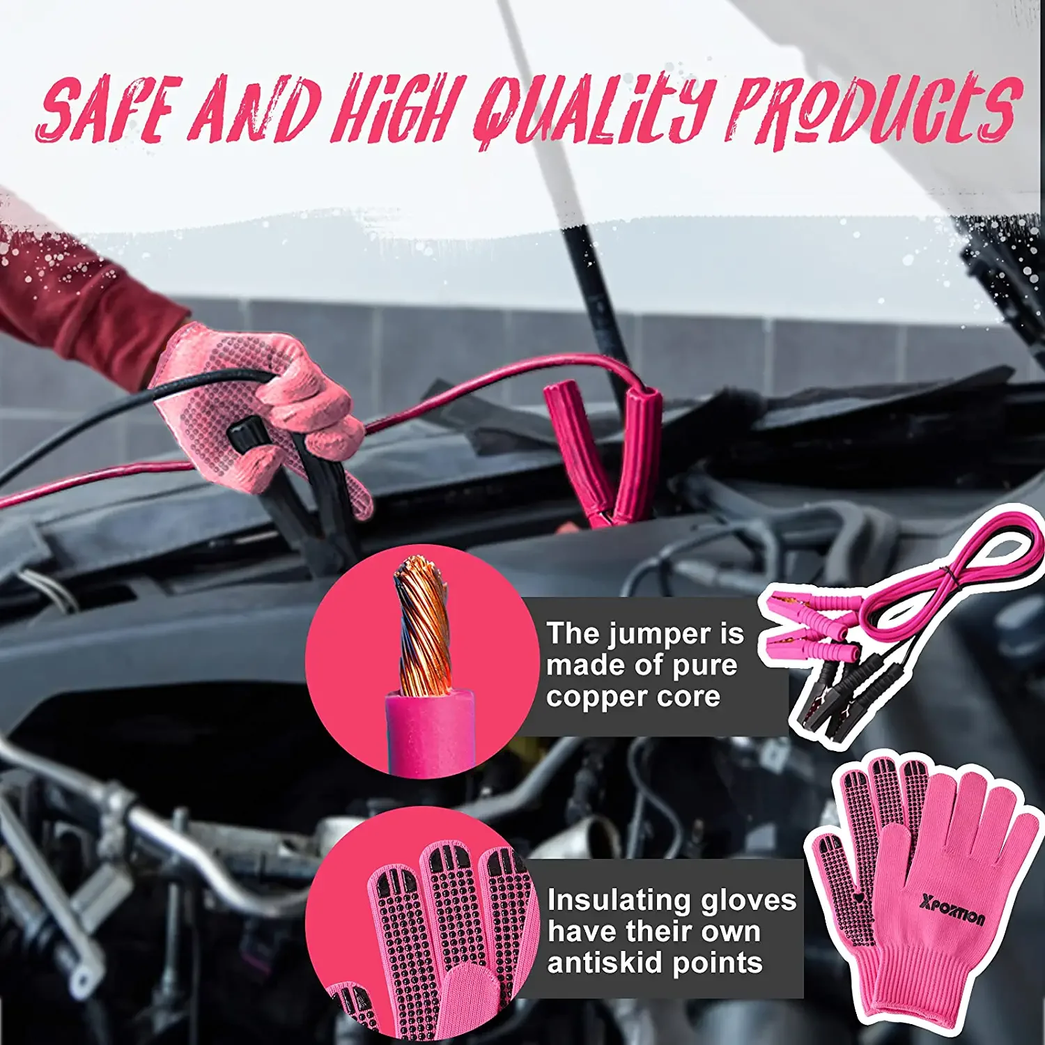 Pink Wholesale emergency tools Kit reflective saftey warning triangle for broken car emergency care kits