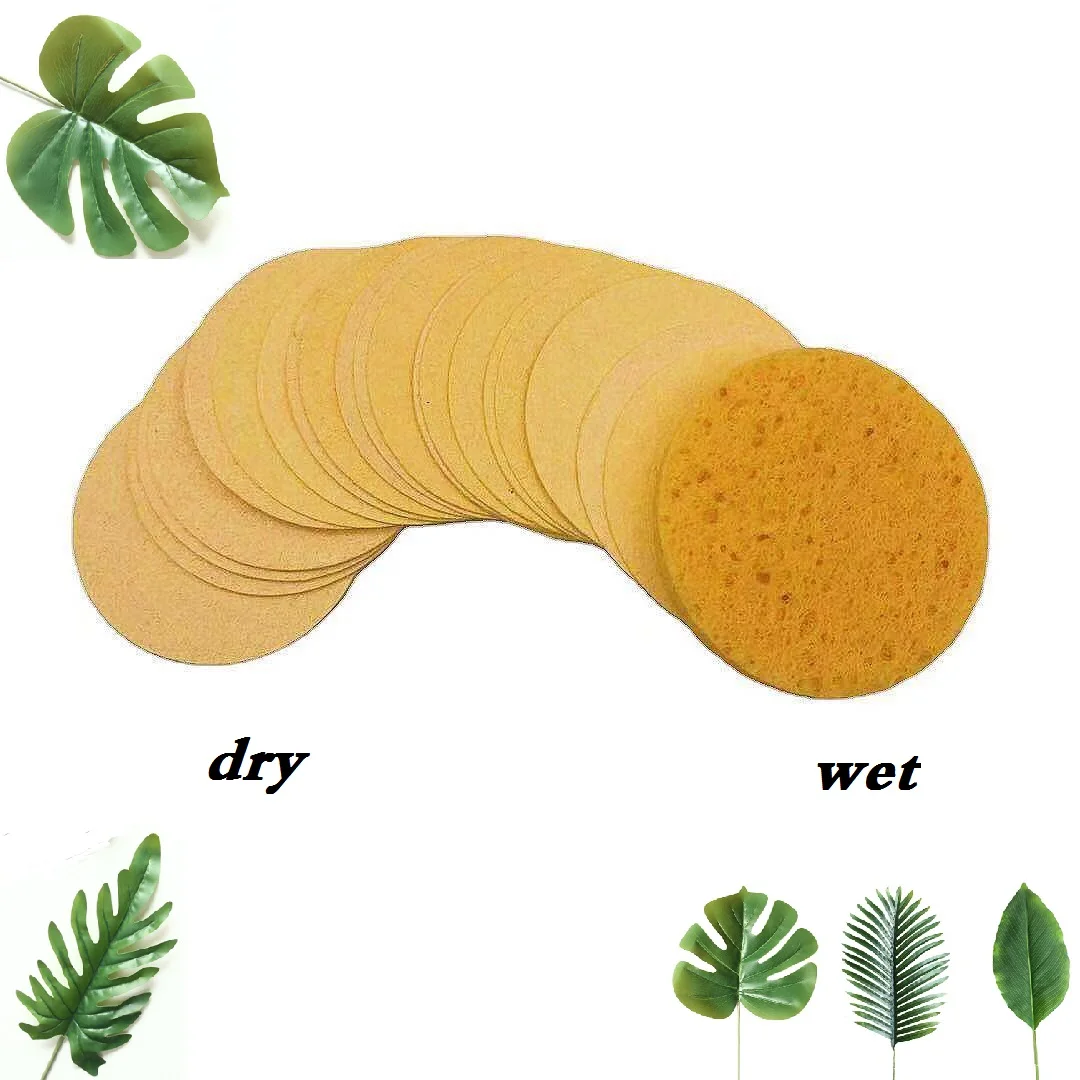 Compressed Cellulose Facial Sponges Natural Wood Pulp Sponge Reusable Spa Facial Sponge