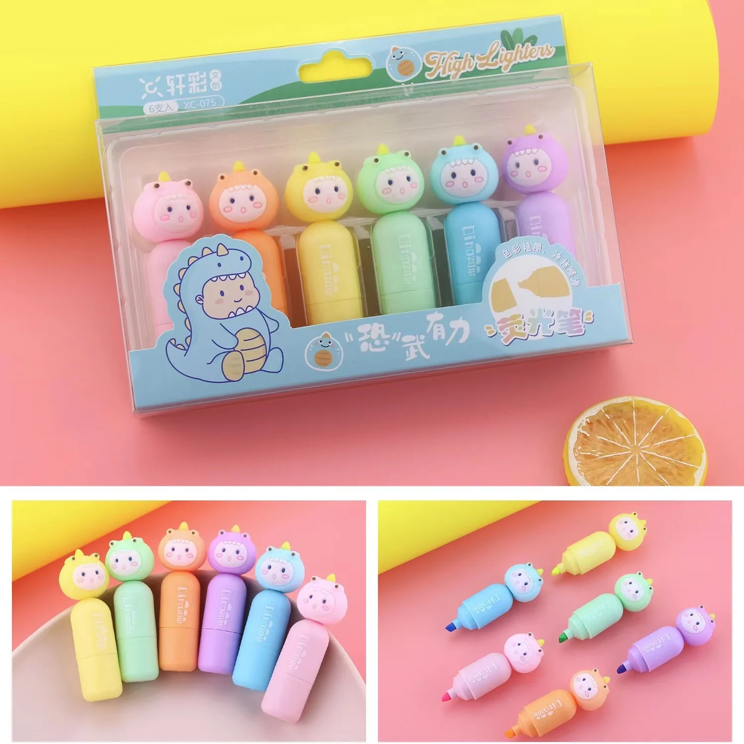 Creative Colorful Highlighter Pens Eco-Friendly Non-Toxic graffiti marker unicorn highlighter pen set for Students kids
