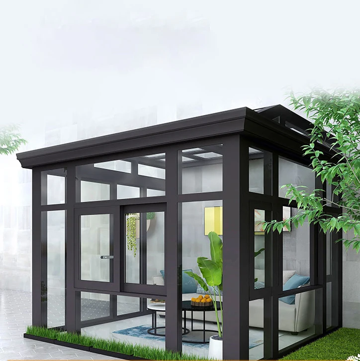 Modern Customized Prefab Sunroom Clear Tempered Low-E Glass House Aluminium Glass Sunroom