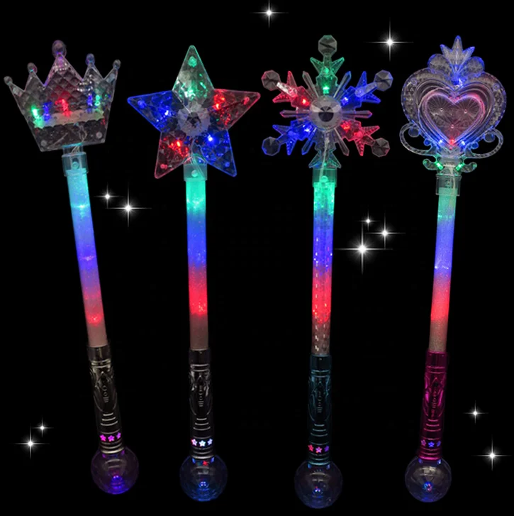 LED children snowflake crown shape glow stick flash dazzling toys stick custom