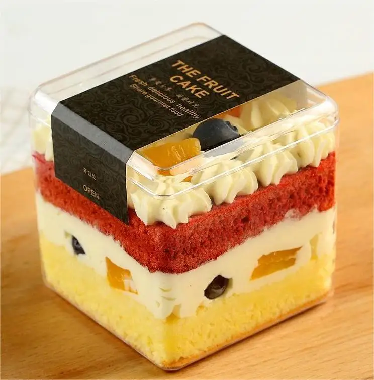 80mm Clear Cake Food Container Box Sweet Pastry Tiramisu Biscuit Acrylic Cake Box Sugar Nut Container