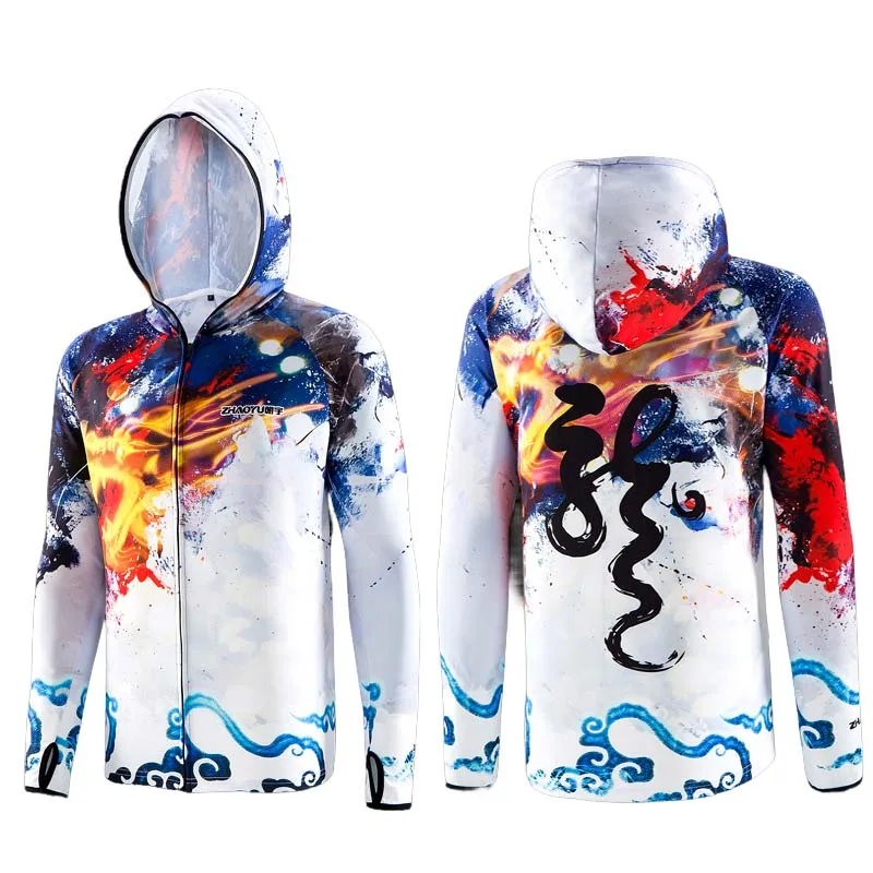 Long Sleeve Seaside Fishing Pants Upf50 Shirt Oversized Fishing Hoodies 3D Printed Graphic Outdoor Fishing Sports Shirt