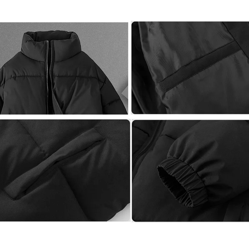 Mens Custom Puffer Jacket Thick Warm Solid Color Stand Collar Zipper Like Down Coat for Daily Wear Winter Puffer Jacket Men