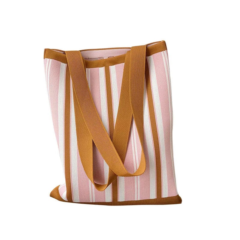 Chic Boho Knitted Fabric Tote Beach Bag For Women Fashion Vintage Large-capacity Thread shoulder Bag large canvas tote bag