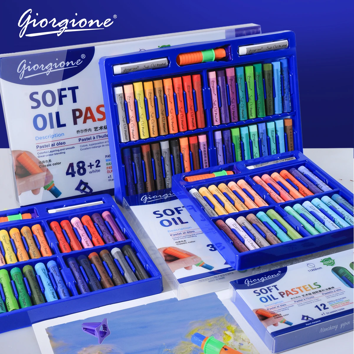 Giorgione High Quality 12/24/36/48 Colours Oil Pastel PVC Box Drawing Non-Toxic Soft Oil Pastel Set Professional Artist Painting