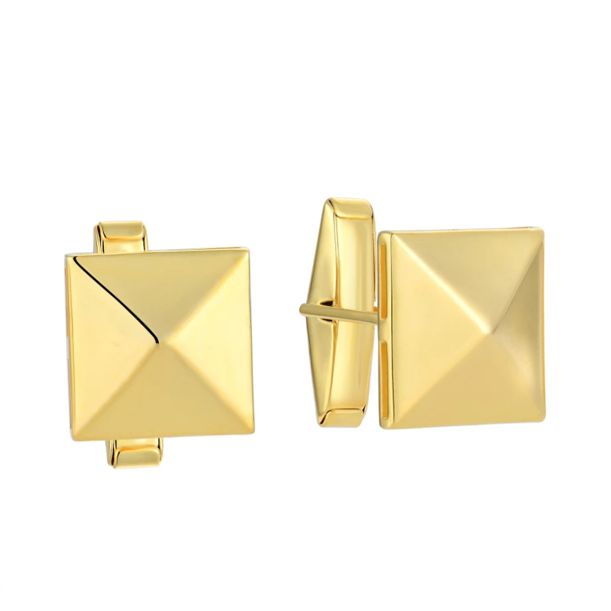 Luxury 18K Yellow Gold Plated Square Men Cufflinks 925 Sterling Silver for Polished Finish Formal Wear Cufflinks
