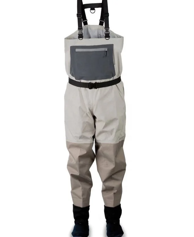 Мужская 5 слоев груди дышащие прорезиненный комбинезон с сапогами для рыбалки