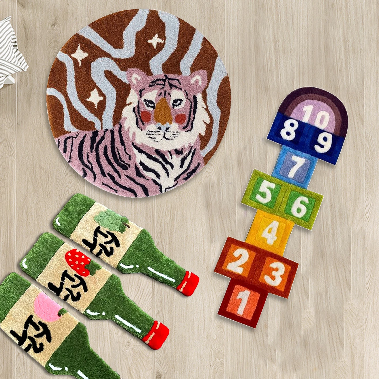 Animal cartoon carpets and rugs living room handmade tufted  anime custom tiger carpet design custom rug