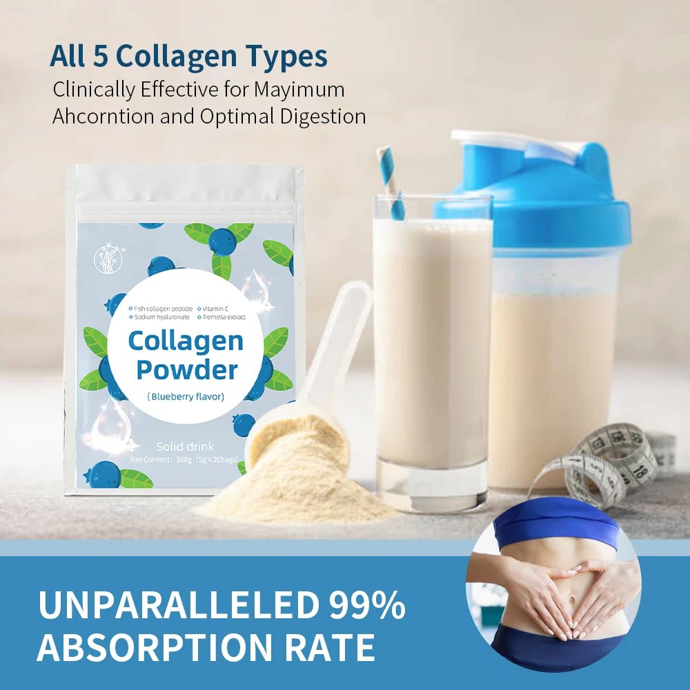 Collagen powder whitening supplements custom product label beauty supplement Blueberry Extract