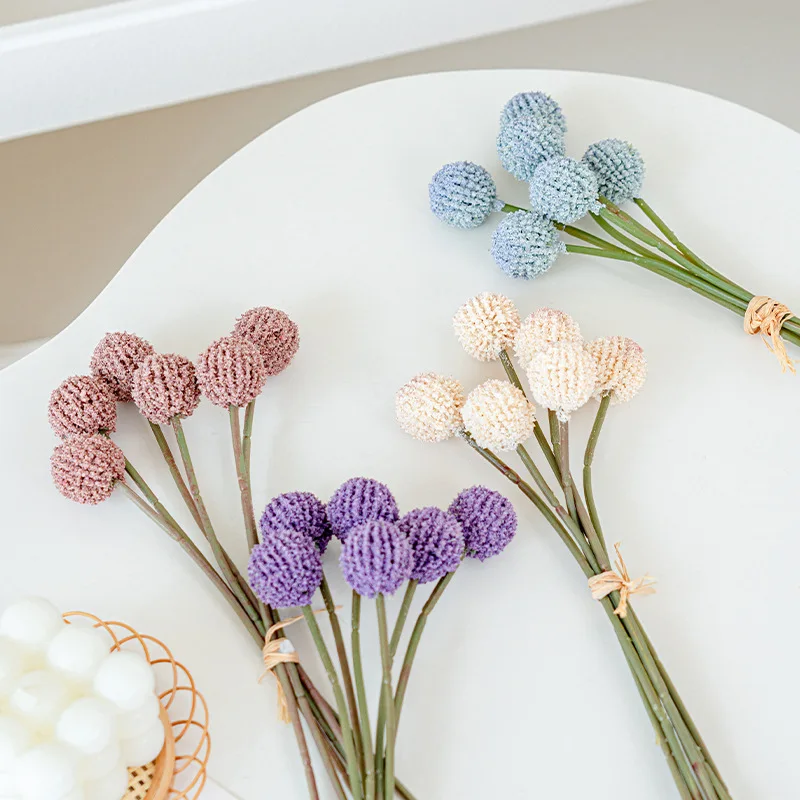Wholesale Real Touch Artificial Flowers Single Golden Orb Bouquet Plastic Flowers Home Wedding Decoration