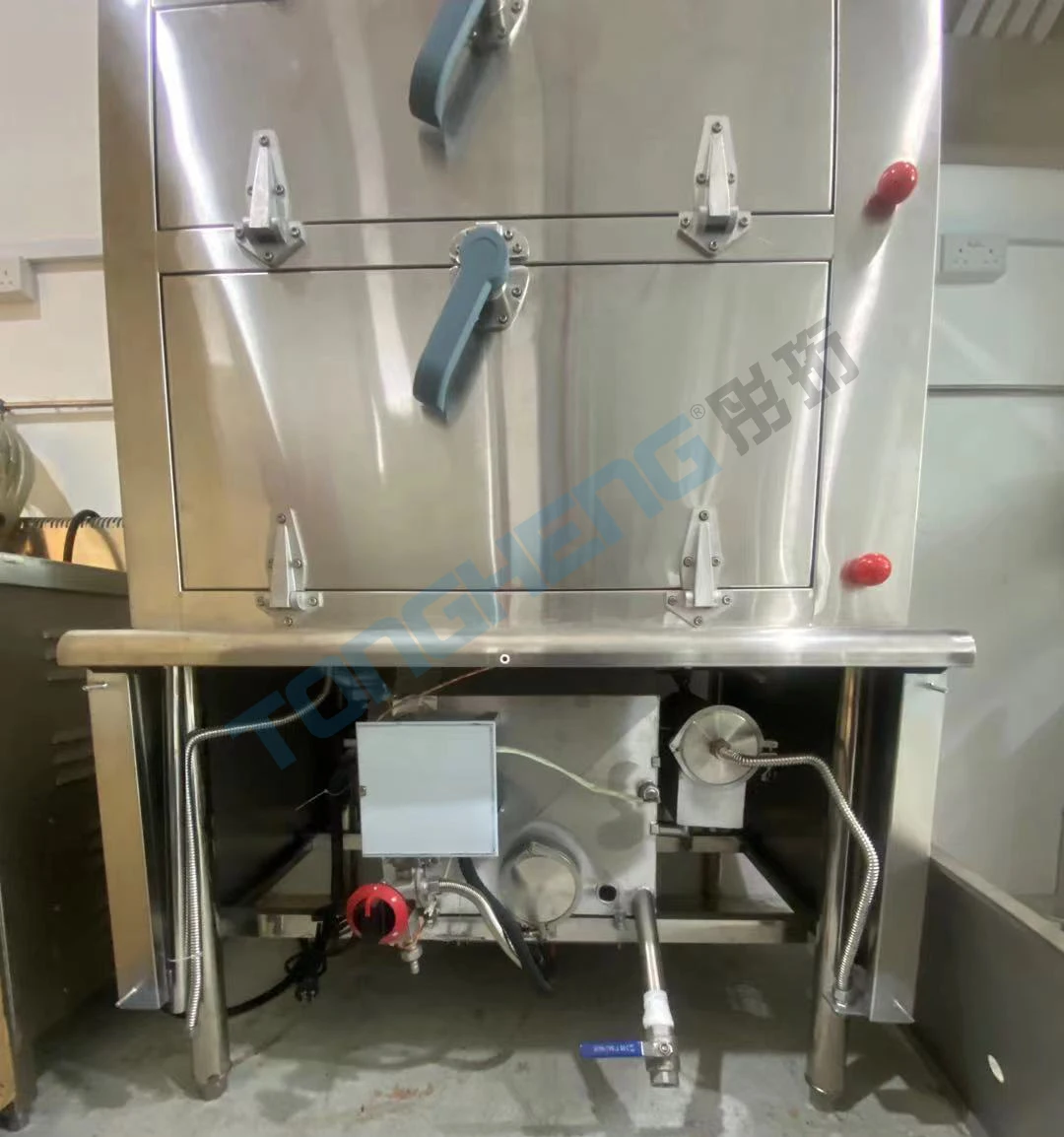 Restaurant Commercial 3 Tiers Gas Crab Dimsum Steamed Ark Rice Seafood Steamer Cabinet