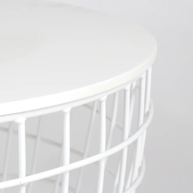 Durable fashion design white iron wire cage table for sale