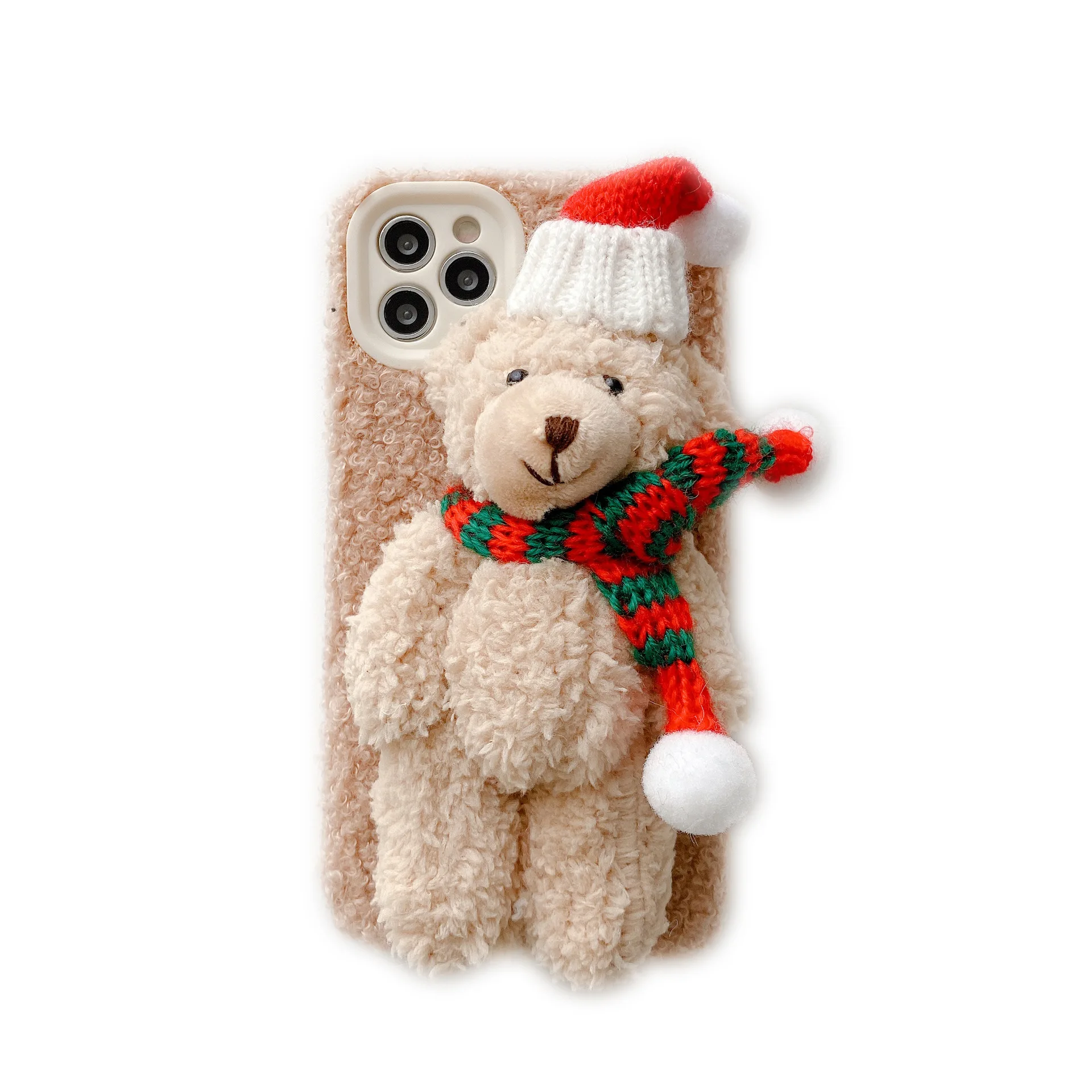 High Quality 3D Christmas Bear Cute Toy Prevent brokening screen Mobile Phone Case For iphone 12 11 13 Pro Max Xr Xs