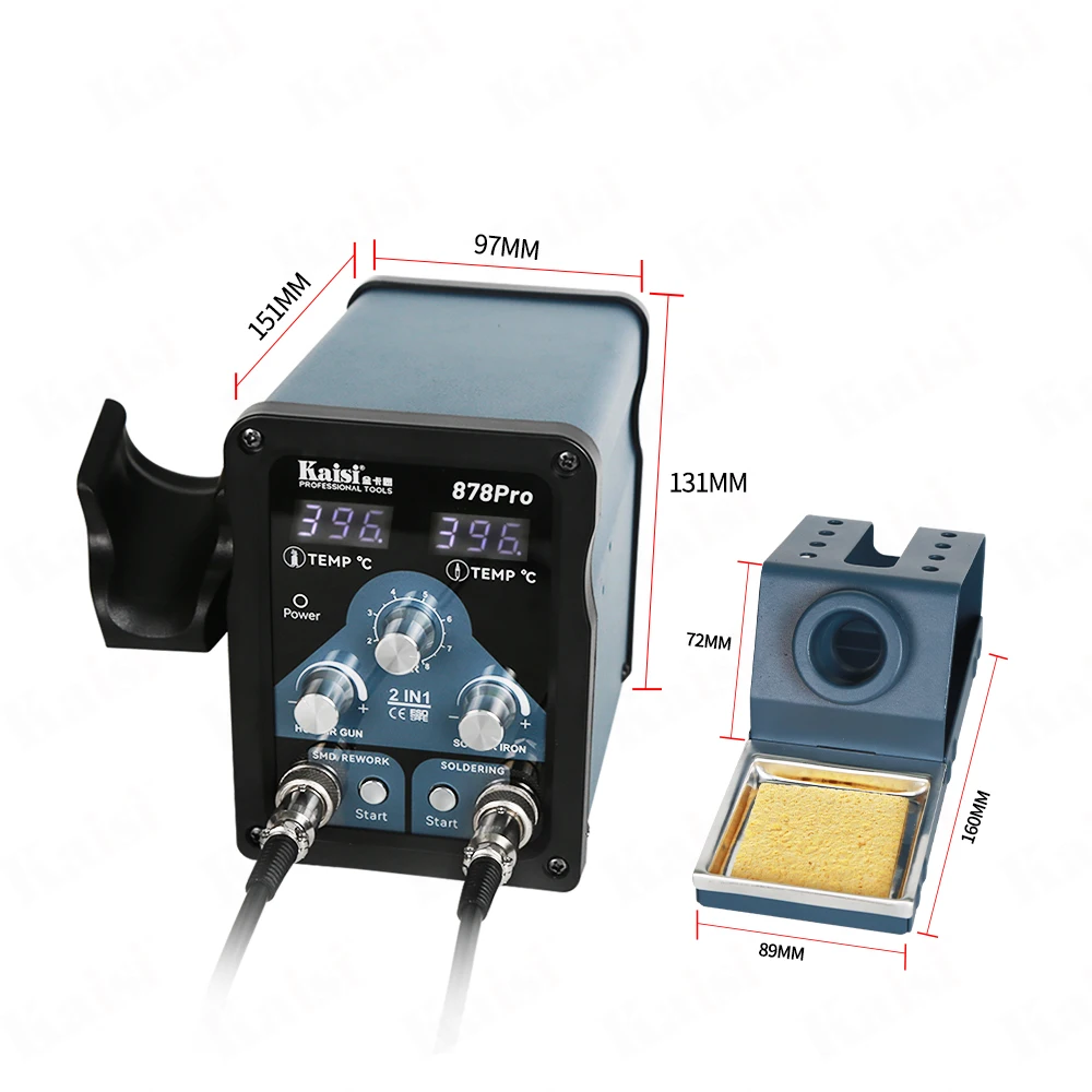 Kaisi 878 Pro 2 в 1 комбо Мульти сварочный аппарат паяльный паяльник для горячего воздуха