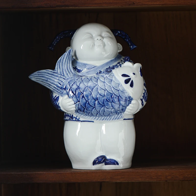 Ceramic figure decorations Chinese style handicrafts Chinese art ceramic doll Zen home decor ornament for living room furnishing