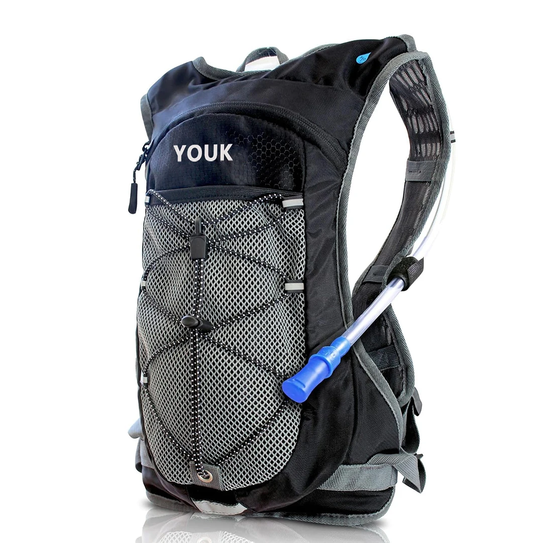 Lightweight 2L Hydration Pack Insulated Nylon Water Bladder High Flow Bite Valve Running Backpack Storage Outdoor Activities