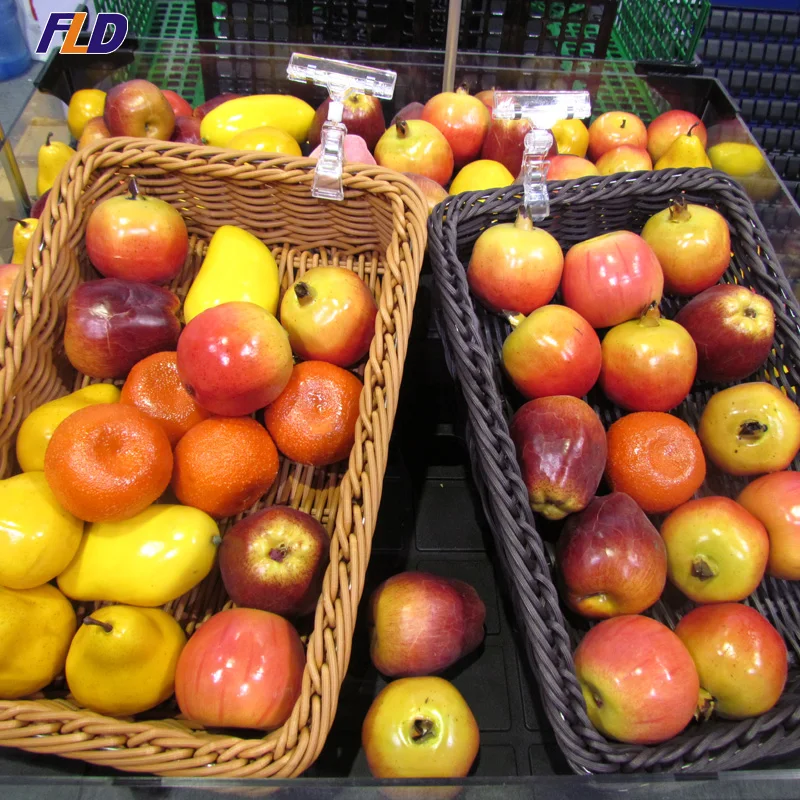 Customized Food Woven Plastic Rattan Wicker Storage Bread Fruit Vegetable Display Basket