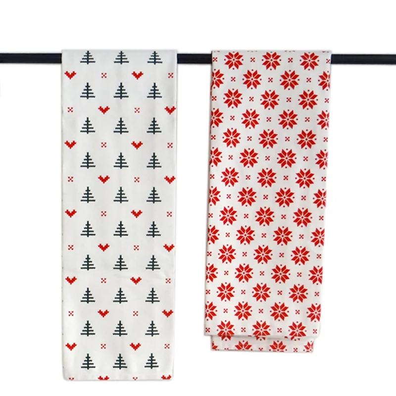 Wholesale 100% Cotton Thick  Christmas Printed design kitchen  tea towel