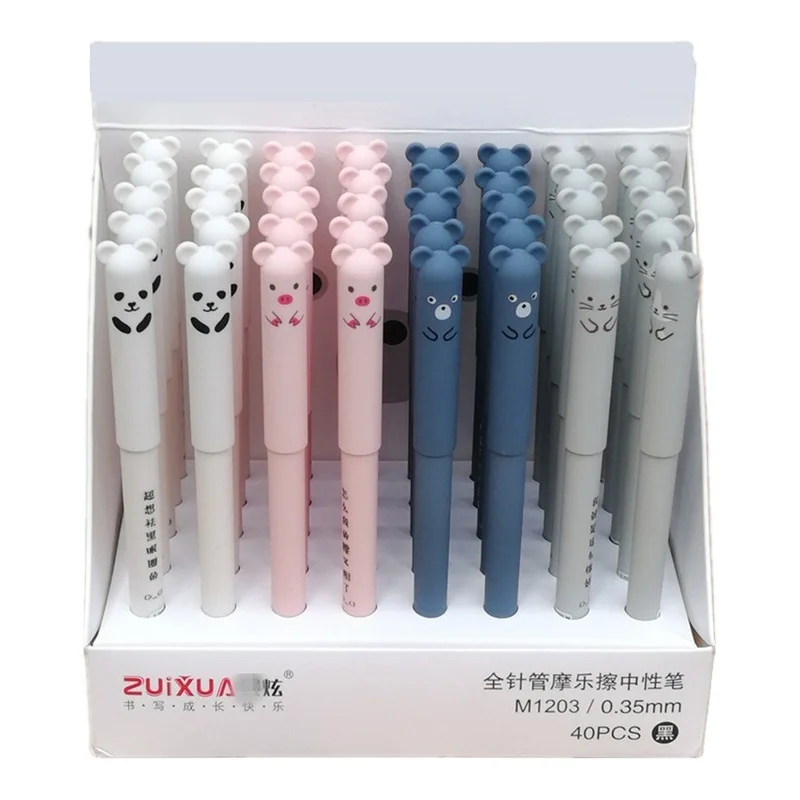 Hot selling Factory custom cartoon erasable doll toy children ballpoint pen with rubber animal creative plastic gift pen