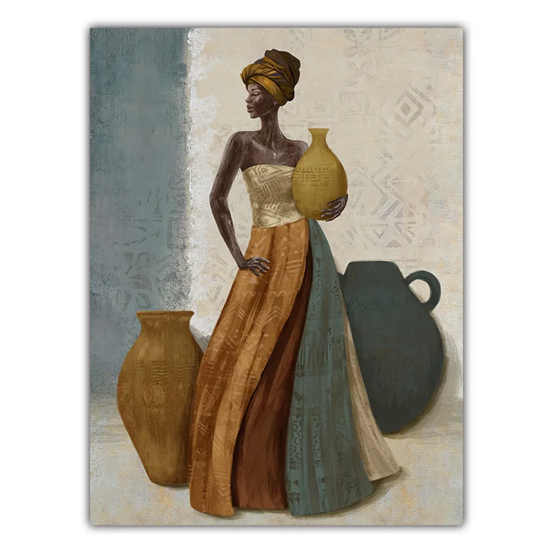 Unique original design whole 100% handpainted african girl oil painting indoor decorative wall painting