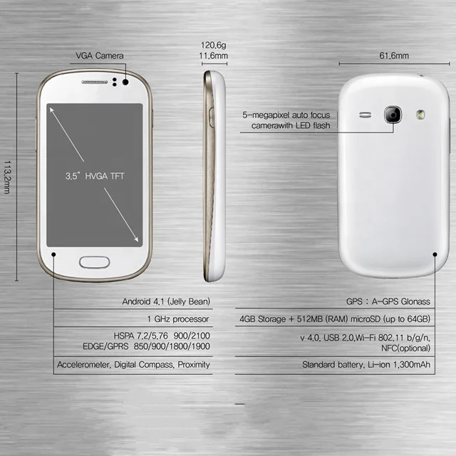 Free Shipping For Samsung Fame S6810 Cheap Touchscreen Mobile Cell Phone 3G SmartPhone GPS WIFI By Postnl