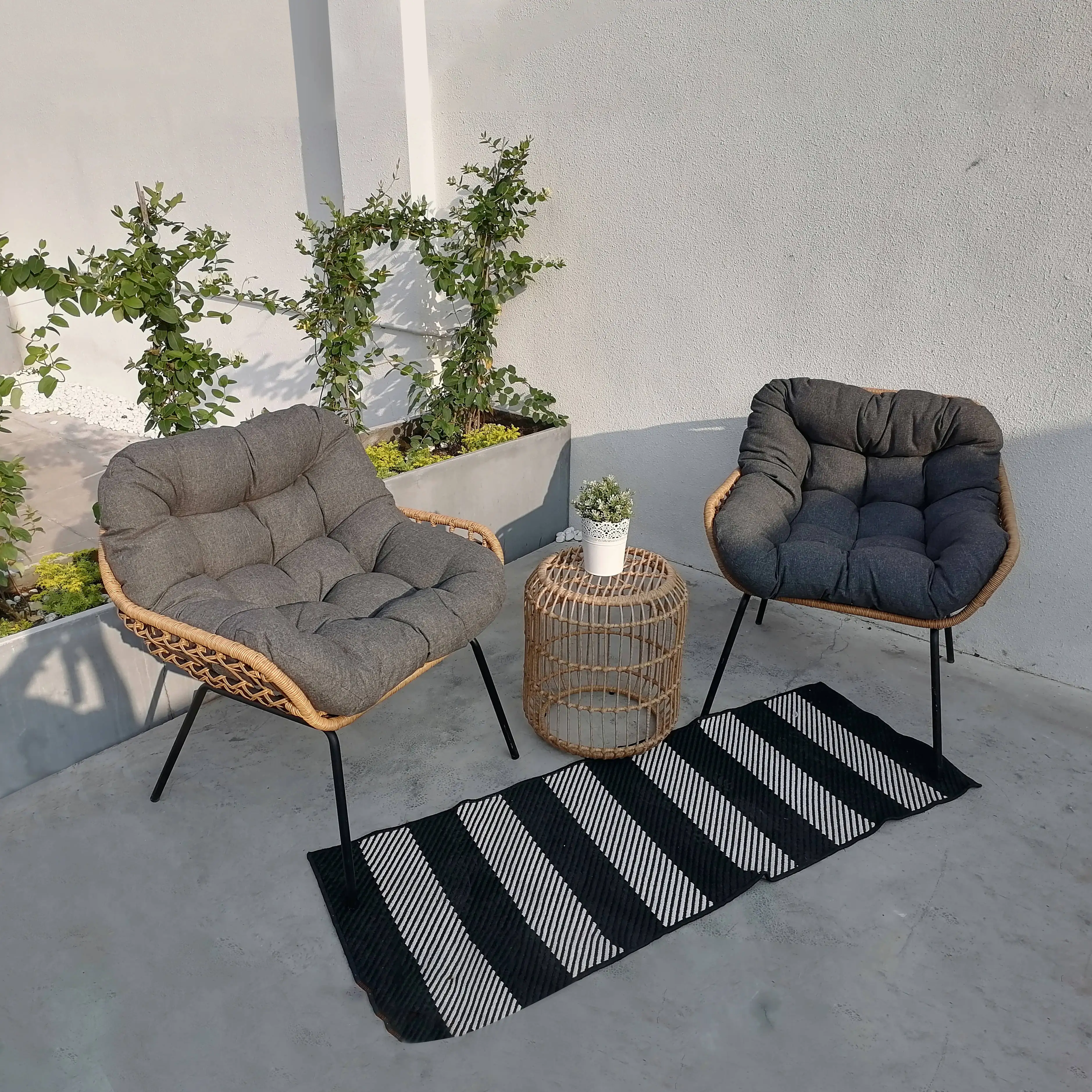 Современная уличная мебель, садовый Обеденный набор, металлическая сталь, ротанговая патио, 3 шт., набор мебели для продажи