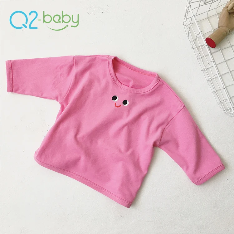  Q2-baby с любимыми персонажами из мультфильмов рисунком глаза мягкие хлопка; Одежда овальным вырезом; длинными рукавами футболка для