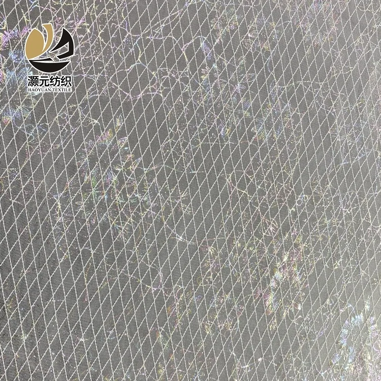 floral design kids custom mesh garment gold foil print tulle fabric colorful nylon
