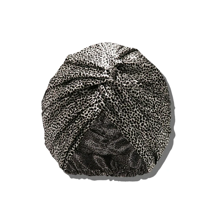 Factory wholesale custom silk turban bonnet with logo double layer 100% mulberry silk bonnets for sleeping