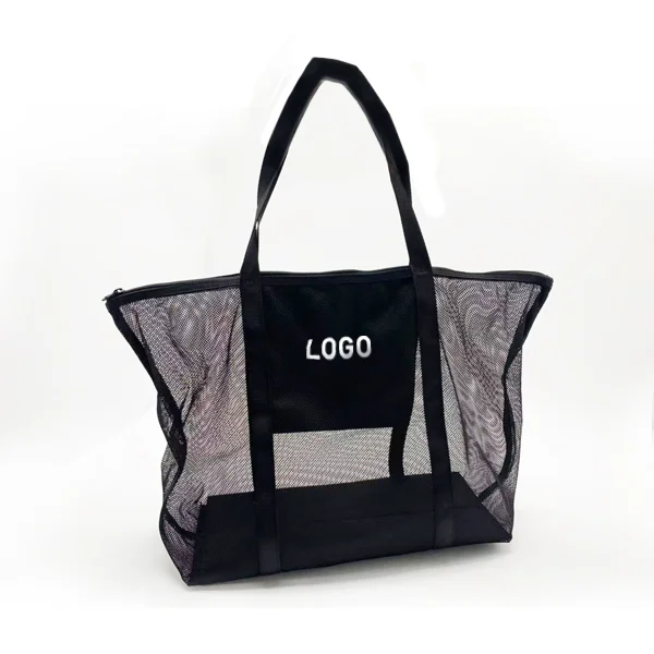 oyhb-381 Customized Fashion Print Large Mesh Tote Bag Personality Hollow Out Grid Beach Bag Nylon Waterproof Beach Bag