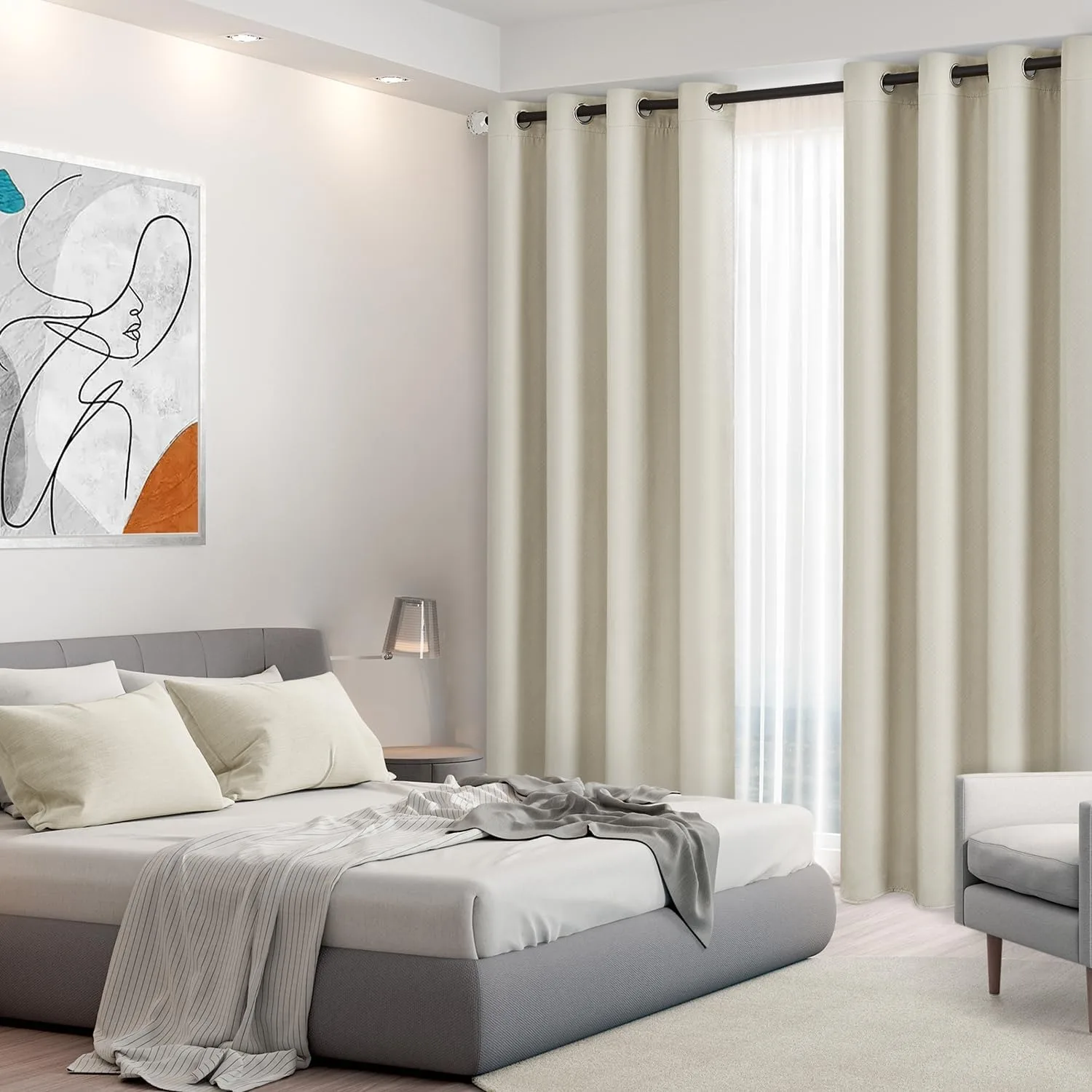 Customizable Full Blackout Window Darkening Curtains for Bedroom Light Blocking Drapes with Black Lining for Living Room