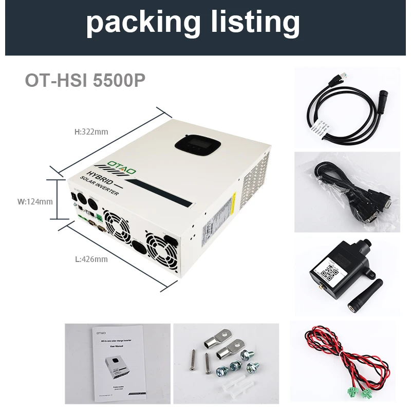 EU US Stock Off Grid Solar Inverter Parallel Function 48V 5.5kw Wechselrichter Fotovoltaico Invertor Onduleur Hybrid PV Inversor