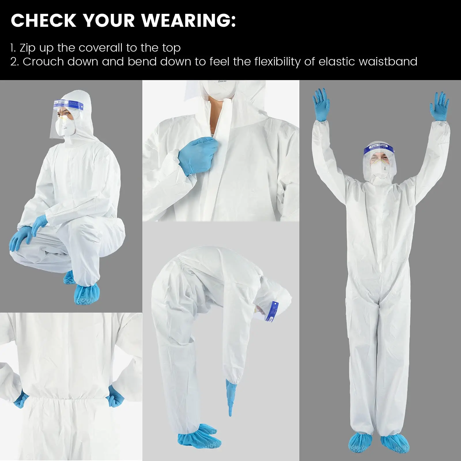 Cheap Dupont Fabric Hazmat Suit PPE Microporous Anti-static Disposable Protective Coveralls MF Coverall