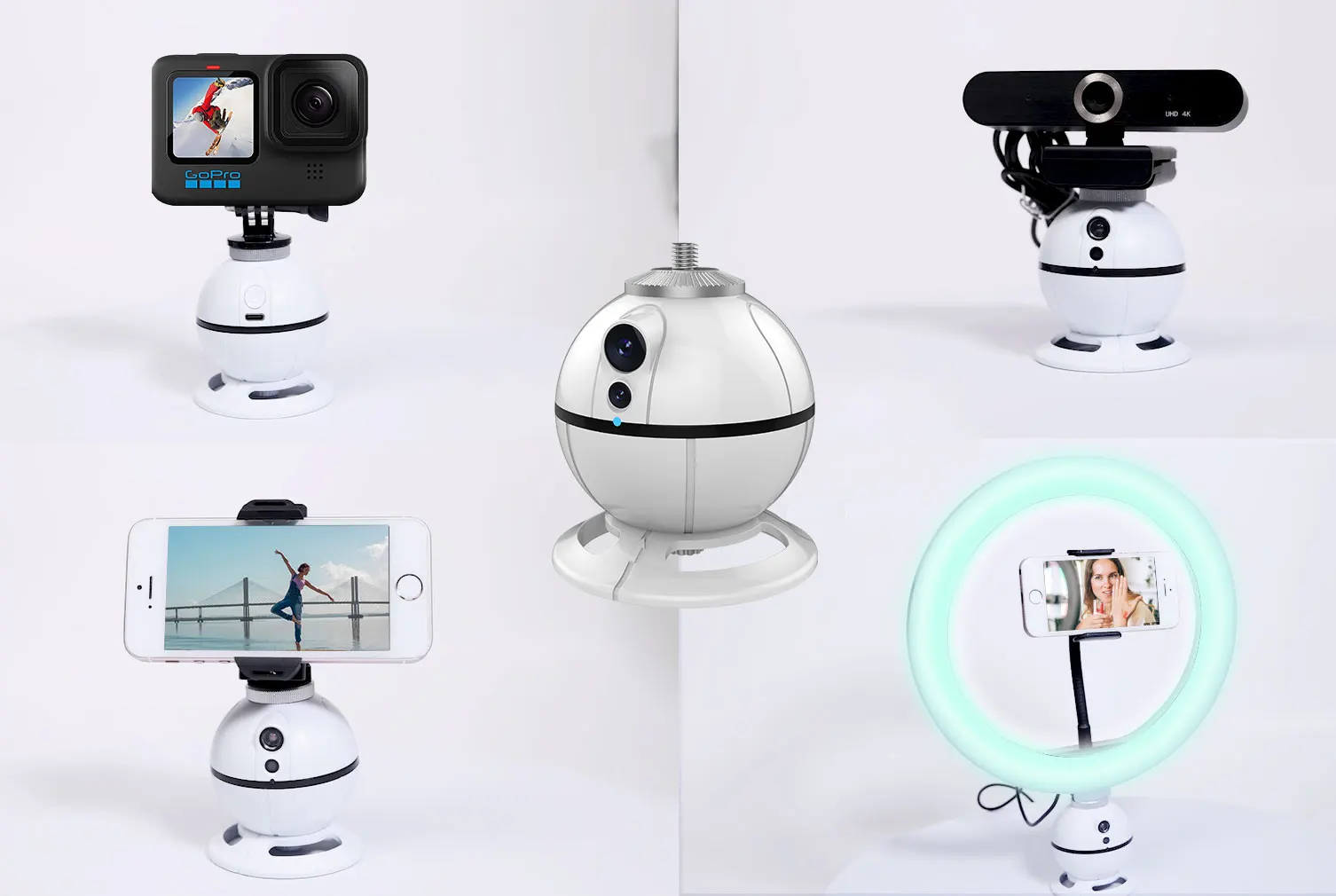 Real time Visual Follow Plastic Auto Face Tracking Gimbal Automatic 360 Flexible Phone Holder Face Tracking