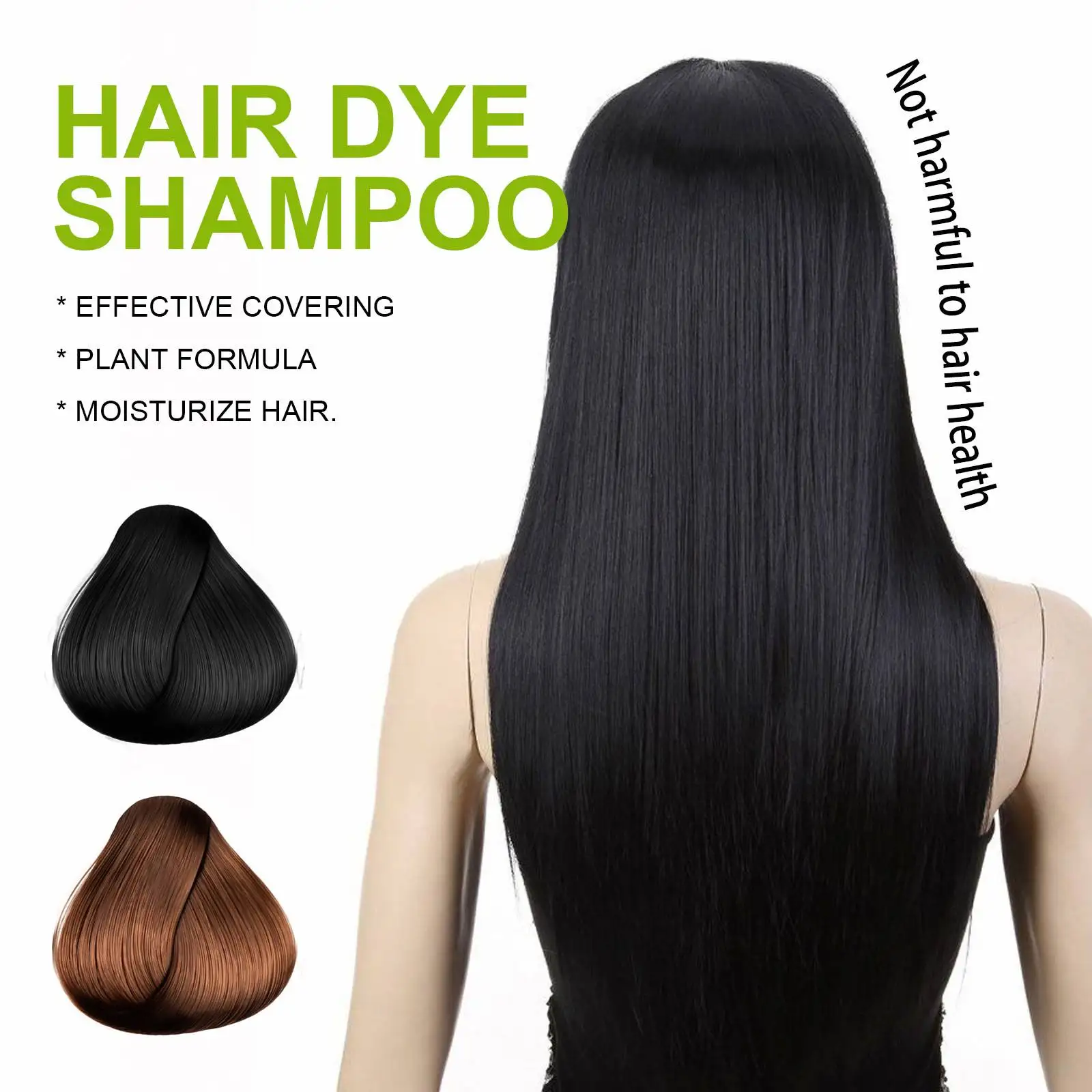 Hoegoa Wholesale OEM Hot Sell 3 In 1 Black Brown Hair Dye Shampoo Oil Permanent Natural Hair Dye Color Black Hair Dye Shampoo