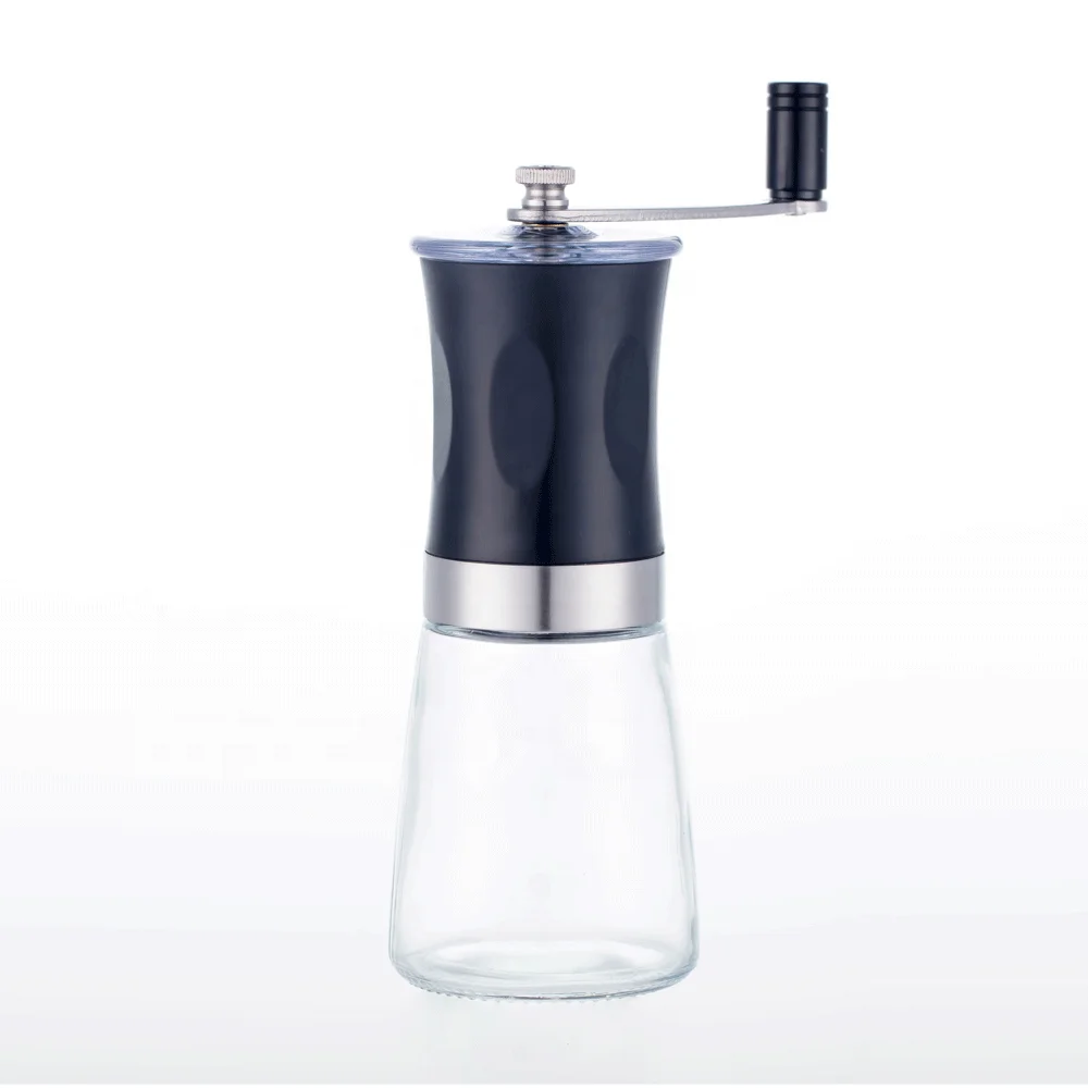 Commerical pp and glass manual hand coffee grinder stainless steel  manual coffee mill